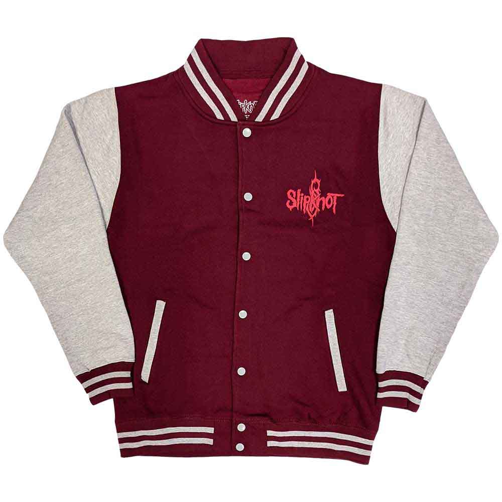 Slipknot Unisex Varsity Jacket: 9 Point Star (Maroon Red & Grey) (Back Print)