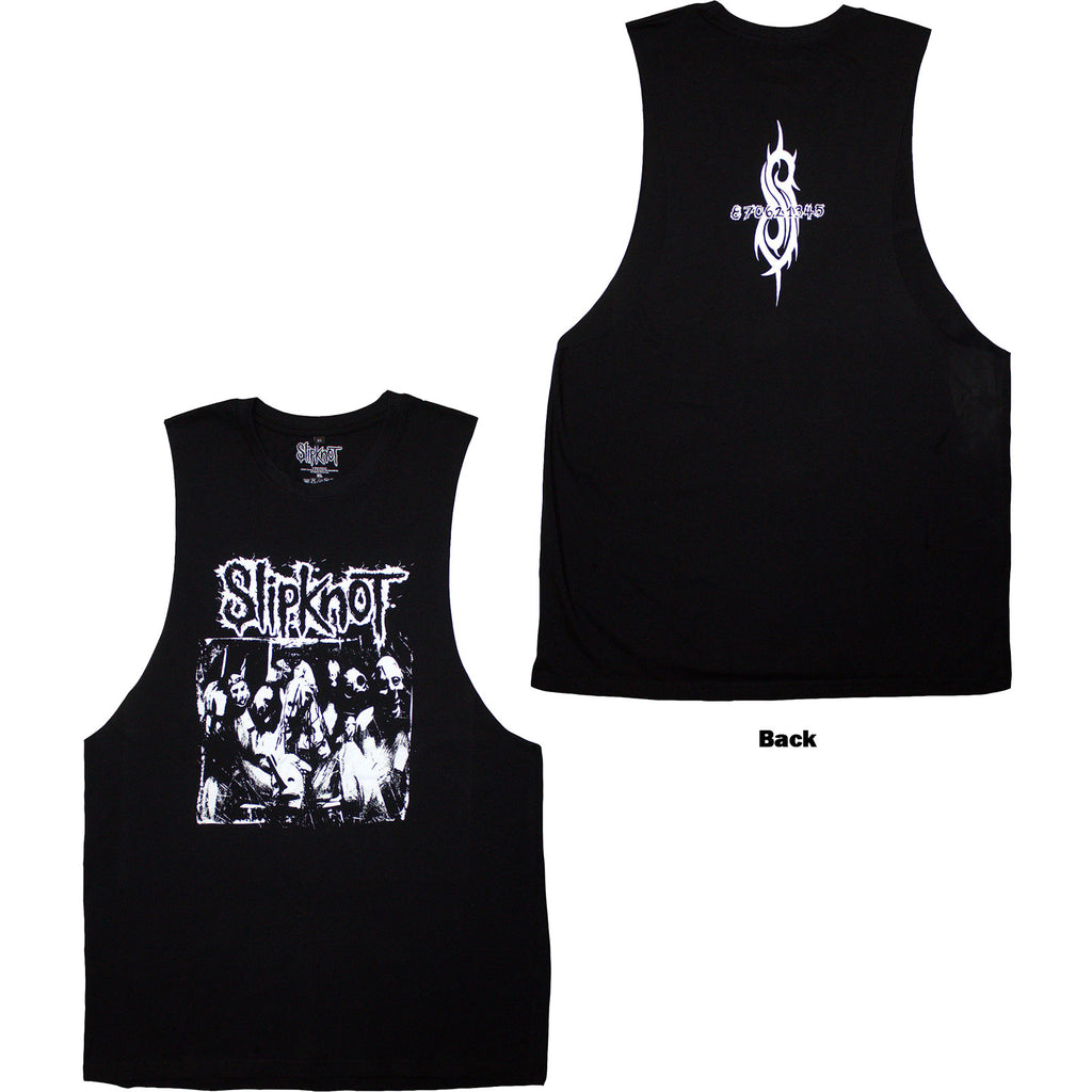 Slipknot Unisex Vest T-Shirt: Album Splatter (Black) (Back Print)