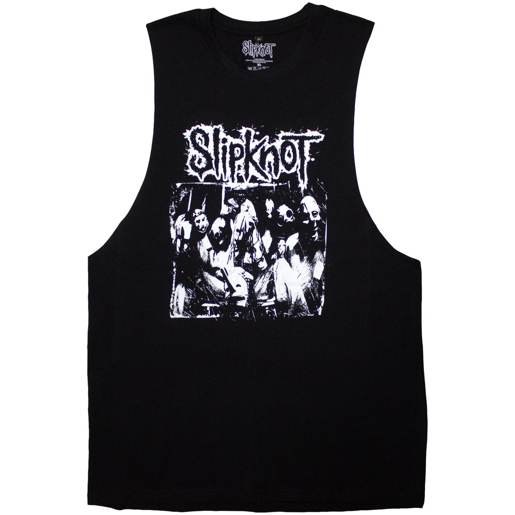 Slipknot Unisex Vest T-Shirt: Album Splatter (Black) (Back Print)