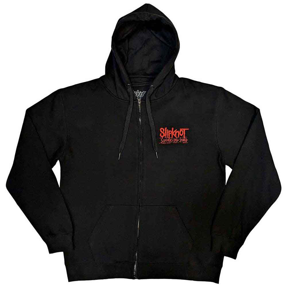 Slipknot Unisex Zipped Hoodie: 9-Point Flag (Black) (Back Print)