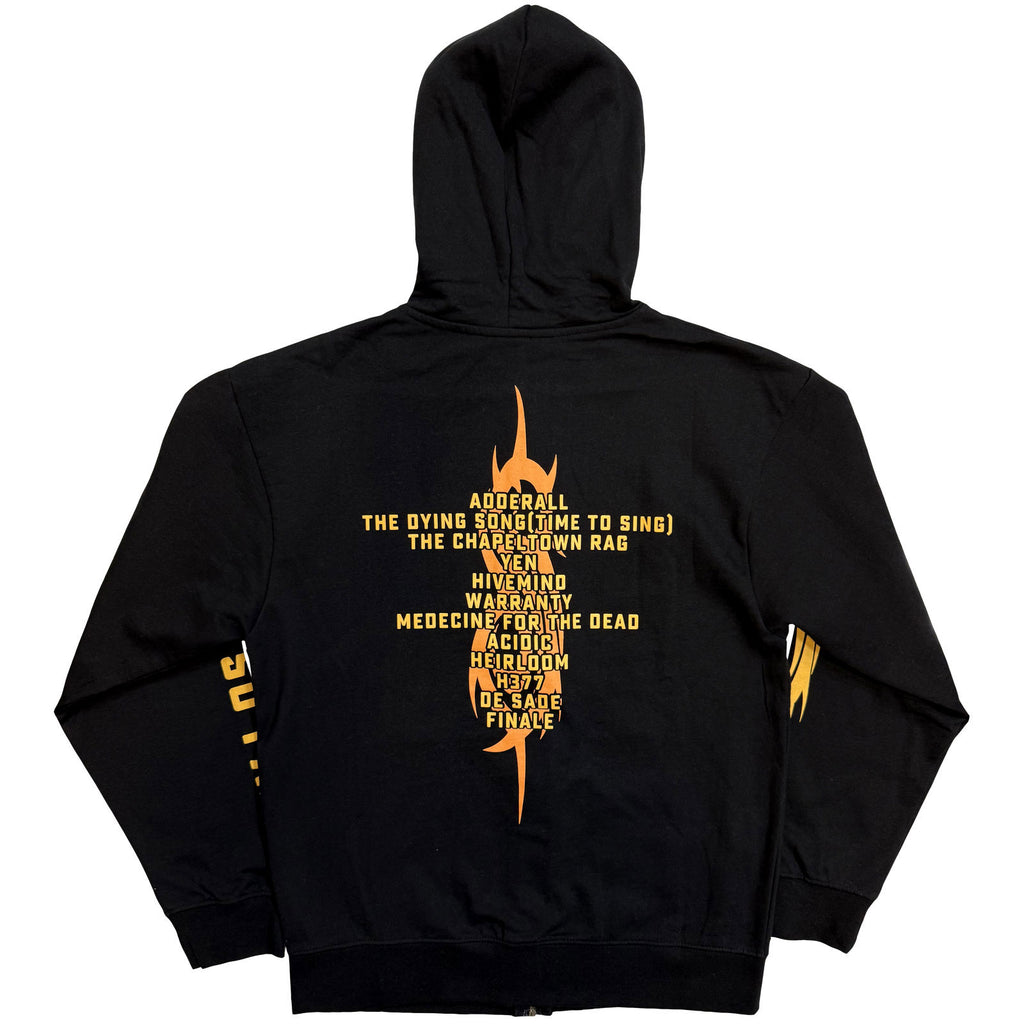 Slipknot Unisex Zipped Hoodie: The End, So Far Tracklist (Black) (Back Print)