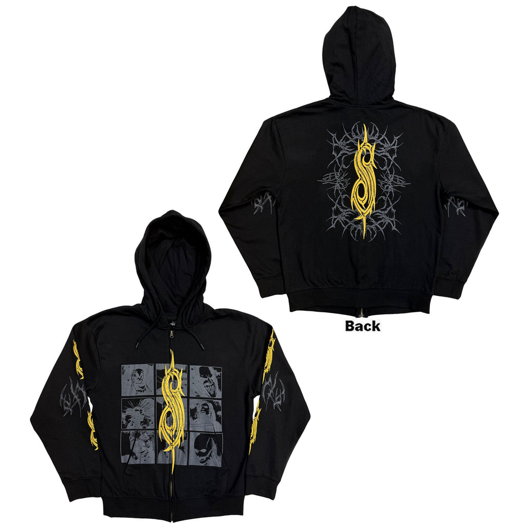 Slipknot Unisex Zipped Hoodie: The End, So Far Tribal-S Band (Black) (Back Print) (QUAR: EMBA)