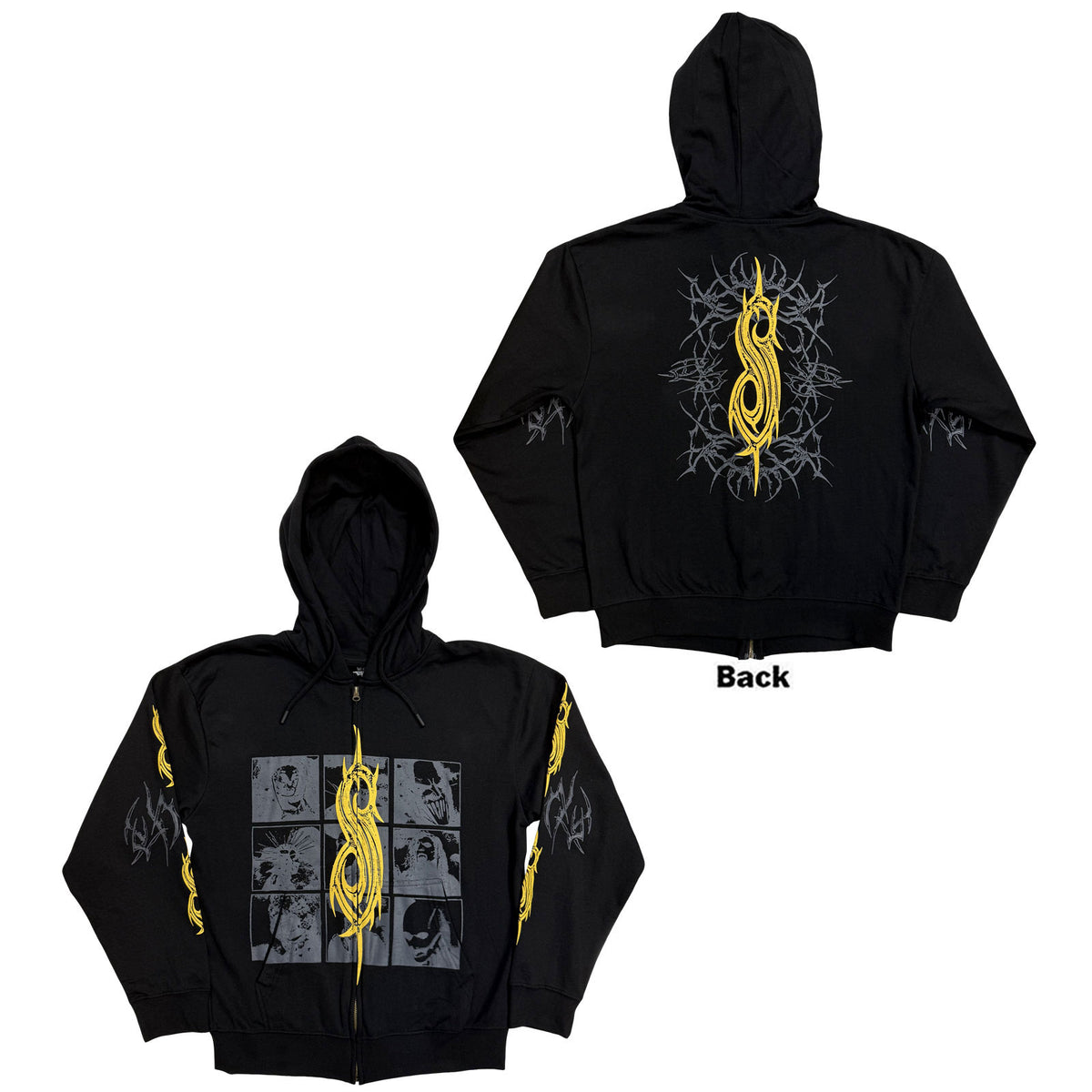 Slipknot Unisex Zipped Hoodie: The End, So Far Tribal-S Band (Black) (Back Print) (QUAR: EMBA)