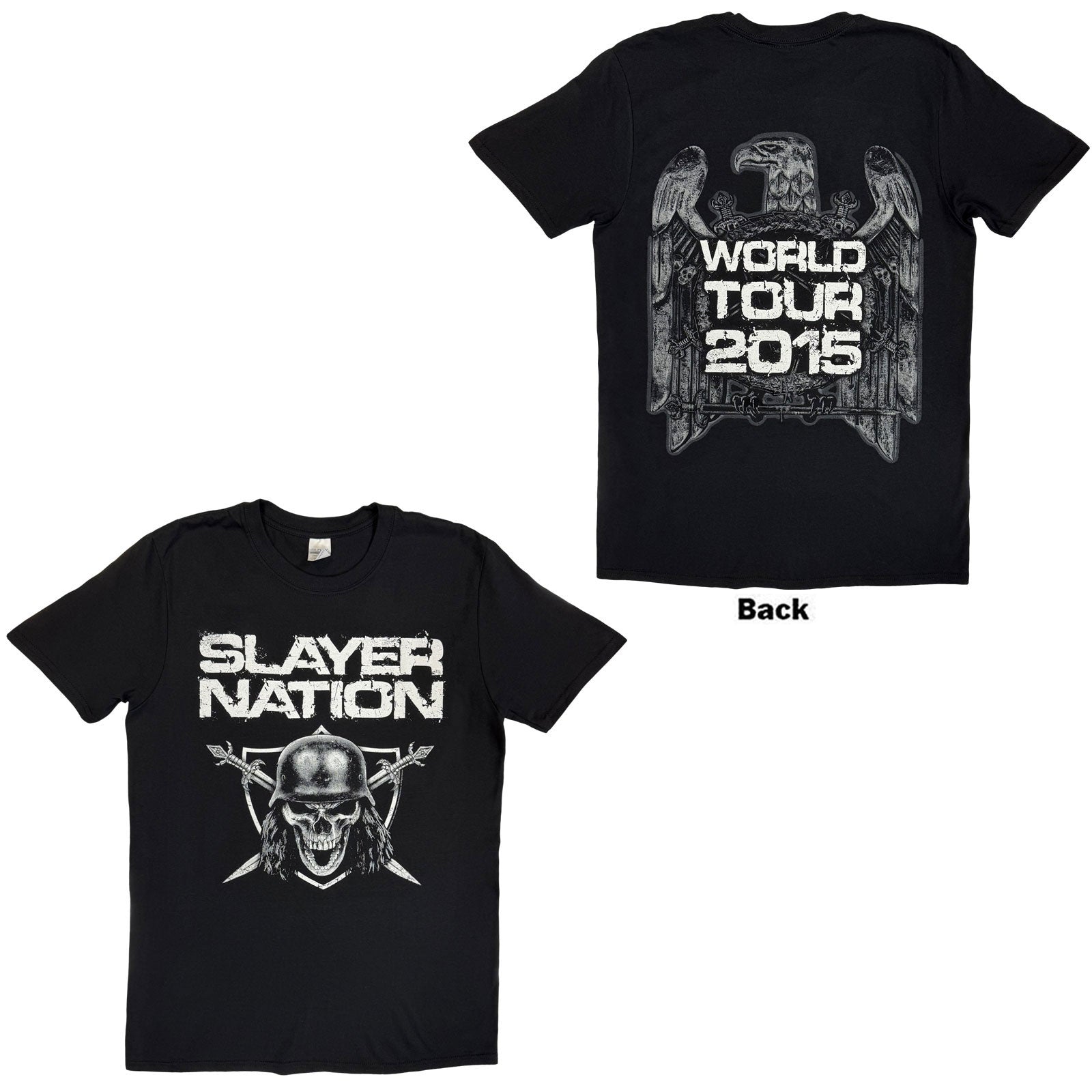Slayer Unisex T-Shirt: Slayer Nation 2015 Dates (Black) (Back Print & Ex-Tour)