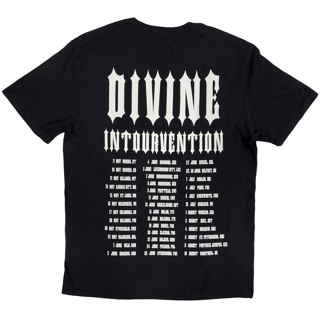 Slayer Unisex T-Shirt: Divine Intervention 2014 Dates (Black) (Back Print & Ex-Tour)
