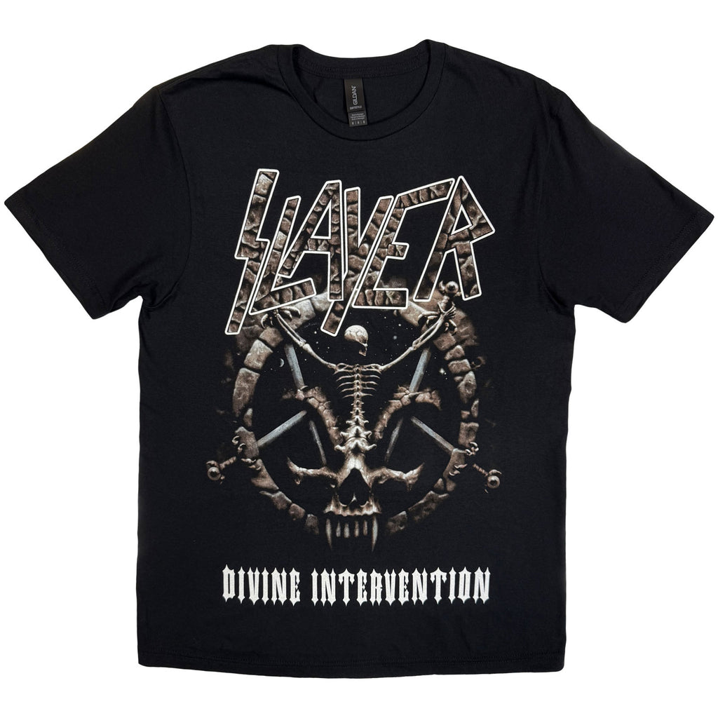 Slayer Unisex T-Shirt: Divine Intervention 2014 Dates (Black) (Back Print & Ex-Tour)
