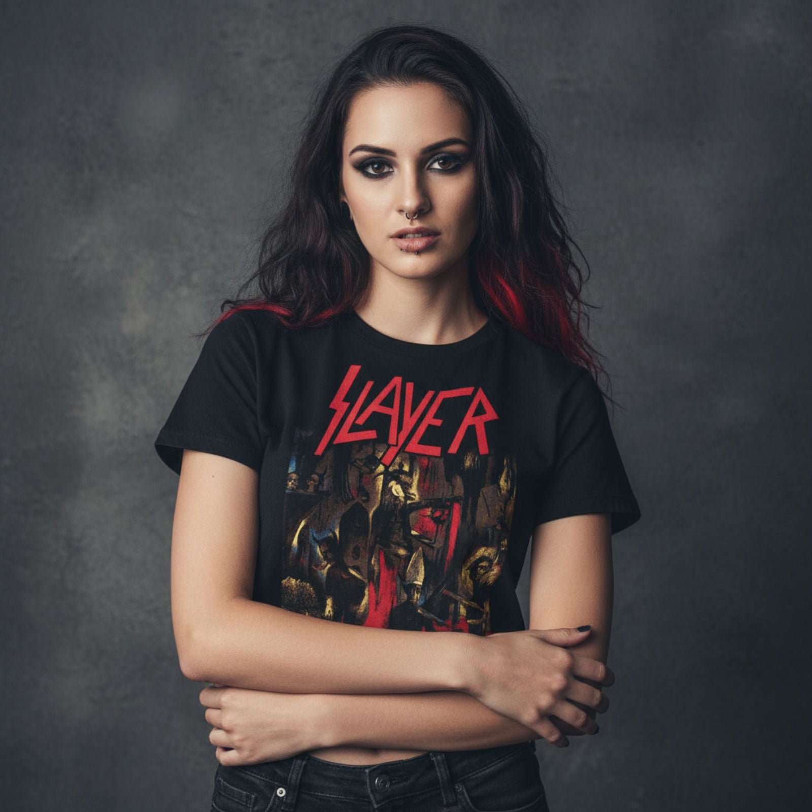 Slayer Ladies Crop Top: Reign In Blood (Black)