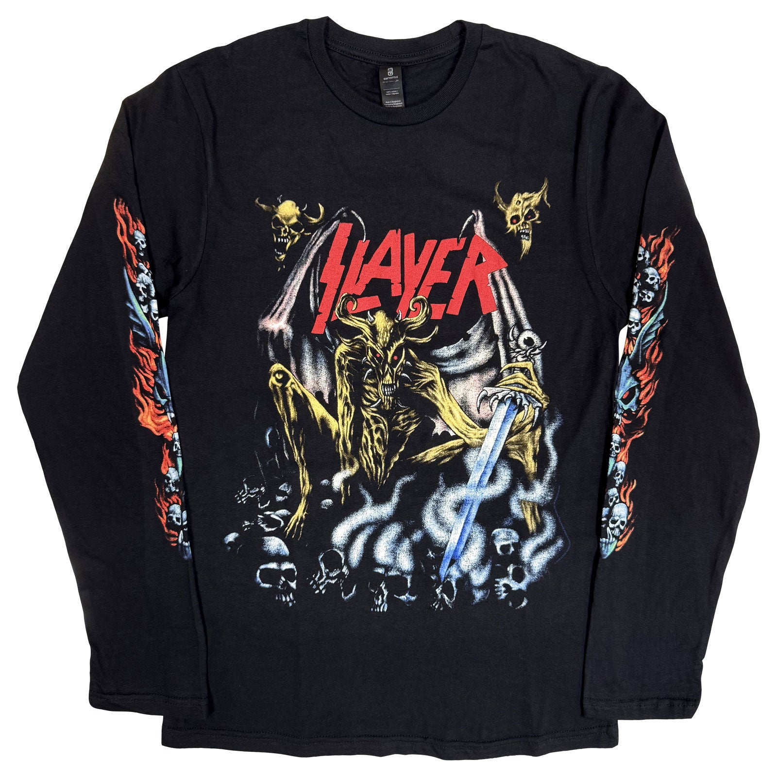Slayer Unisex Long Sleeve T-Shirt: Airbrush Demon (Black) (Sleeve Print)