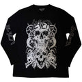 Slayer Unisex Long Sleeve T-Shirt: White Skulls (Black) (Sleeve Print)