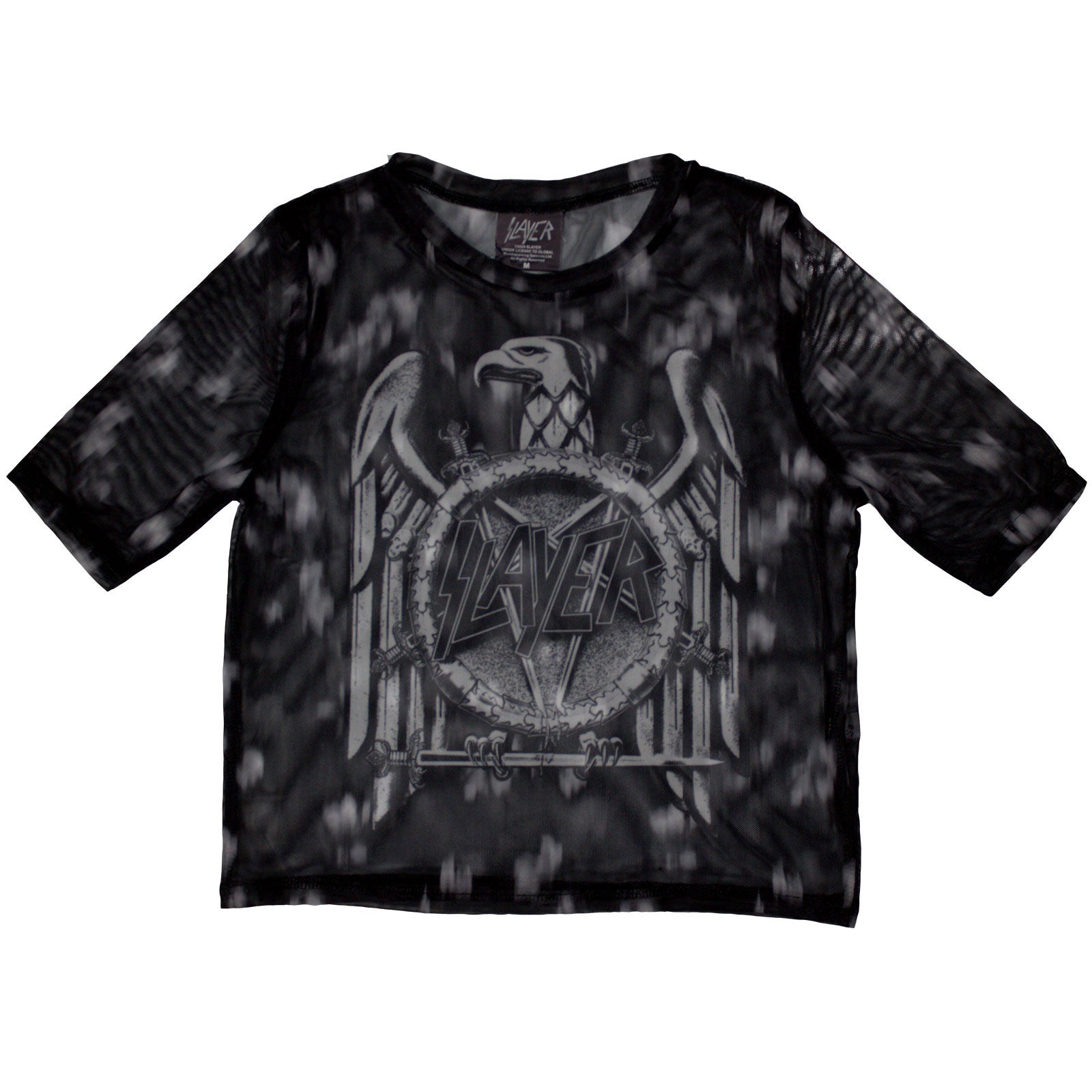 Slayer Ladies Mesh Crop Top: Mono Eagle (Black)