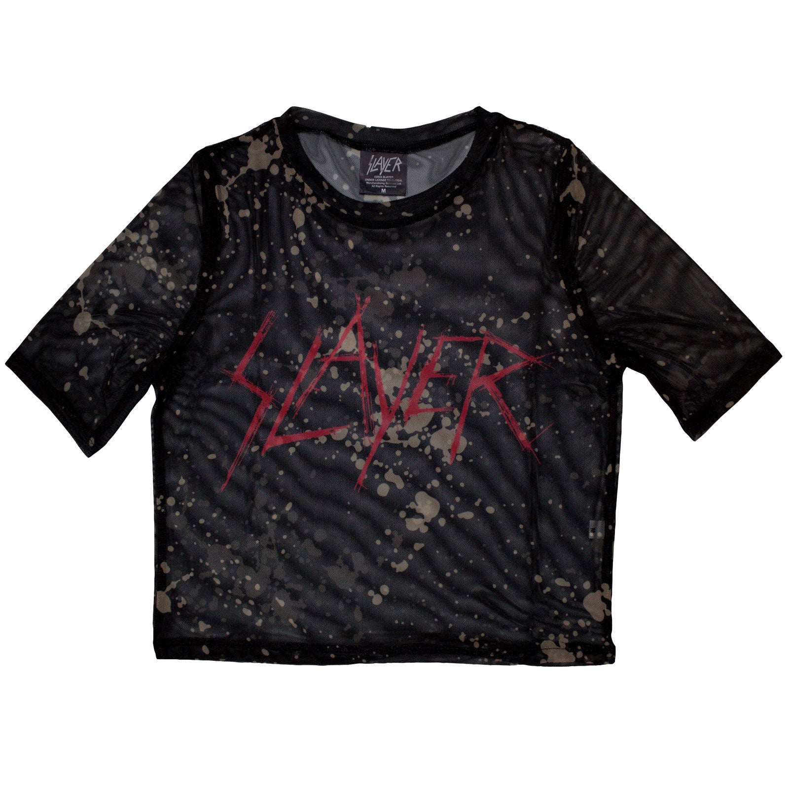 Slayer Ladies Mesh Crop Top: Scratchy Logo (Black)