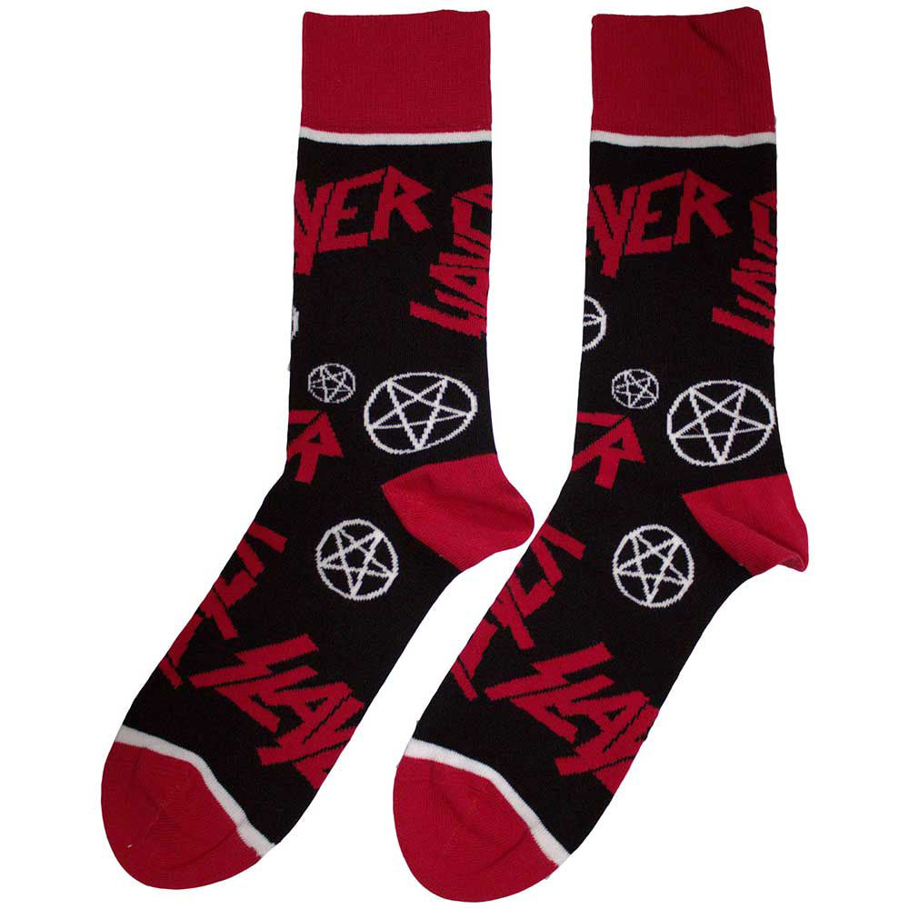 Slayer Unisex Ankle Socks: Logos and Pentagrams (Black) (UK Size 4 - 7)