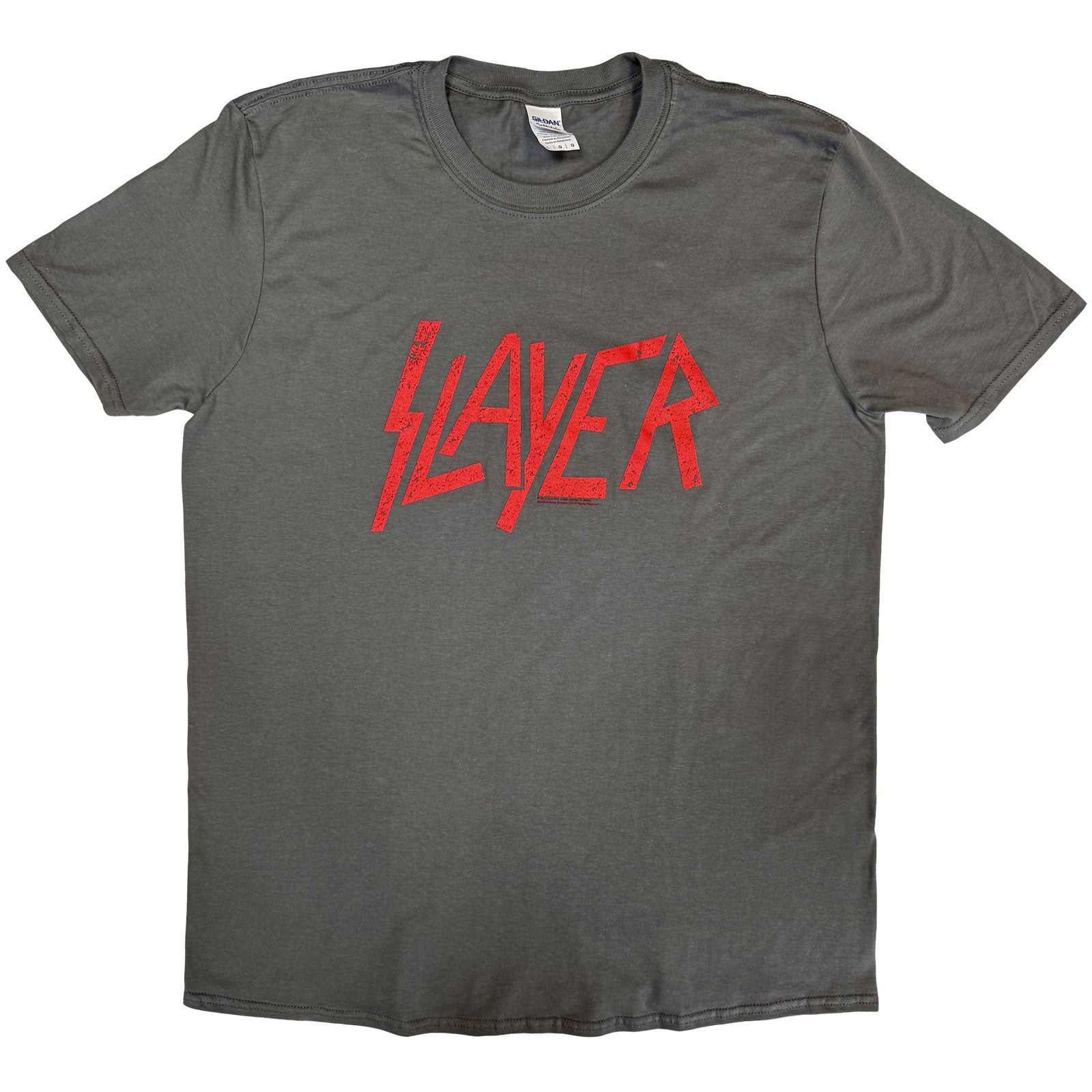 Slayer Unisex T-Shirt: Distressed Logo (Charcoal Grey)