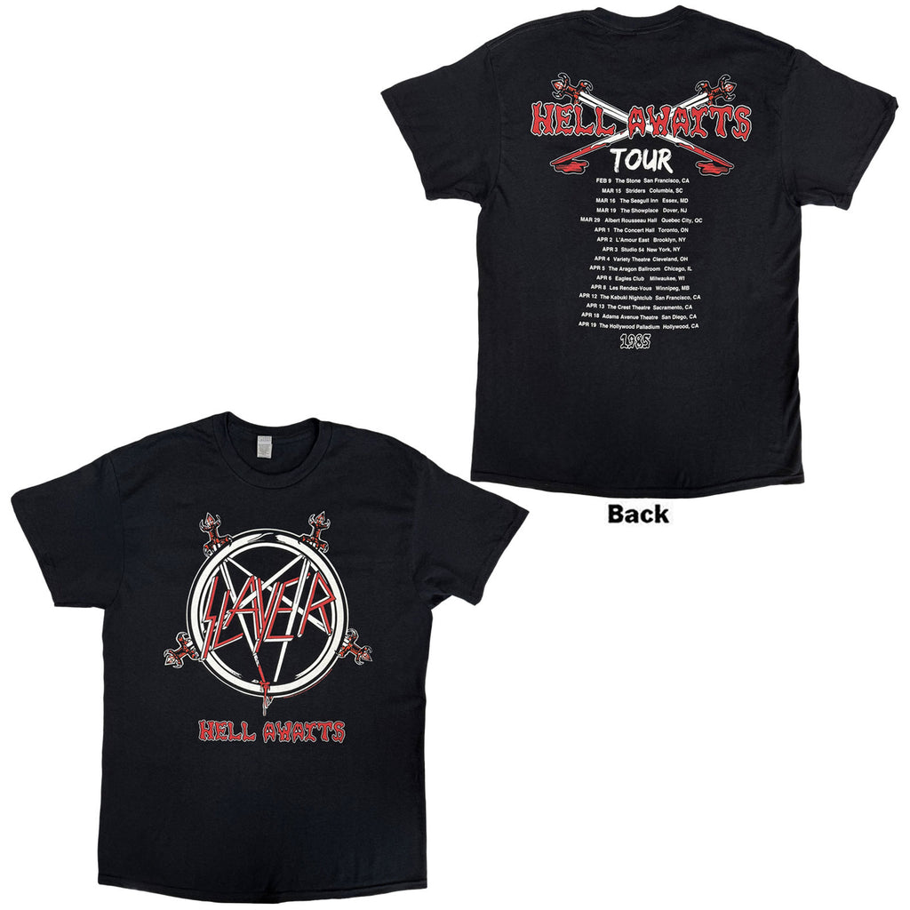 Slayer Unisex T-Shirt: Hell Awaits Tour (Black) (Back Print)