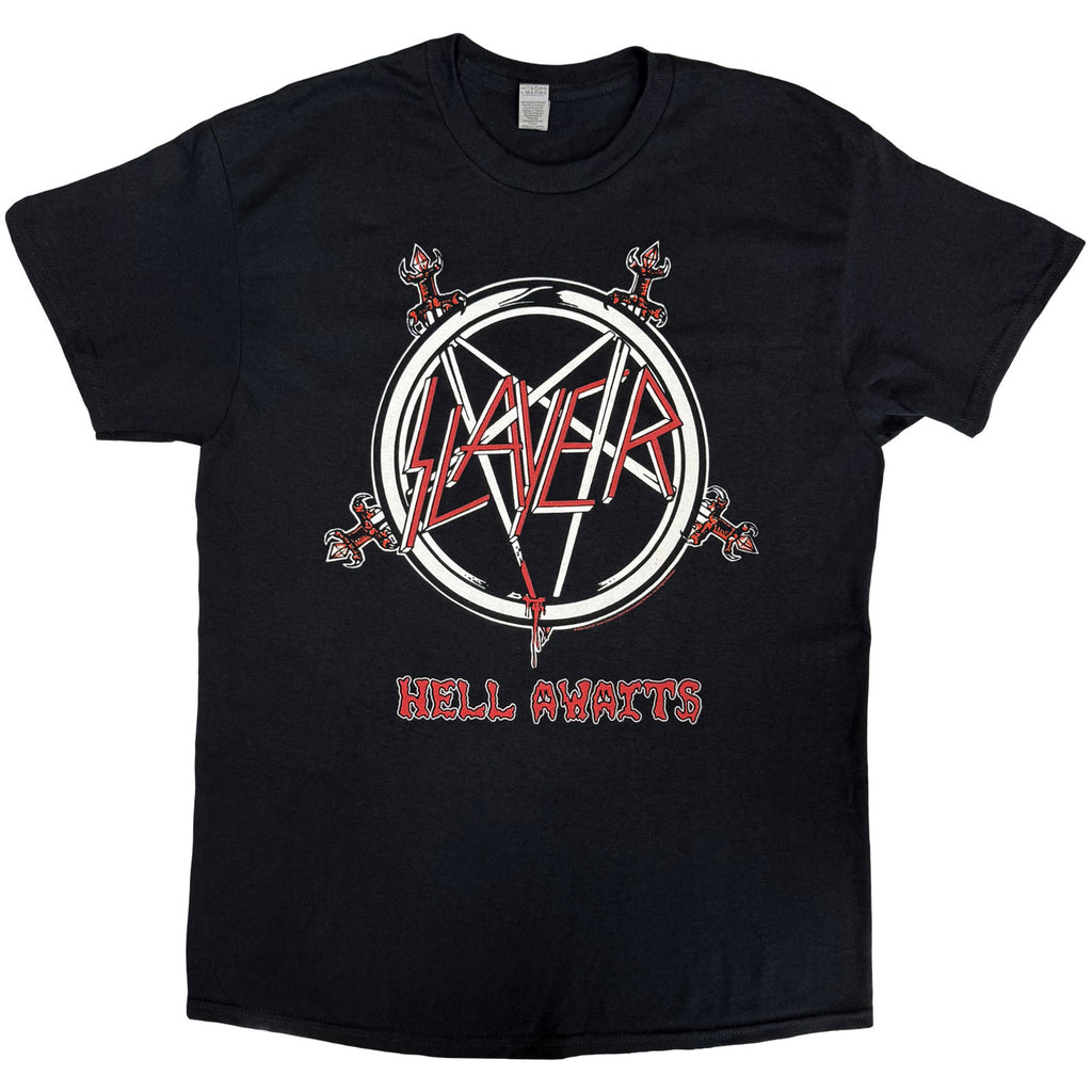 Slayer Unisex T-Shirt: Hell Awaits Tour (Black) (Back Print)
