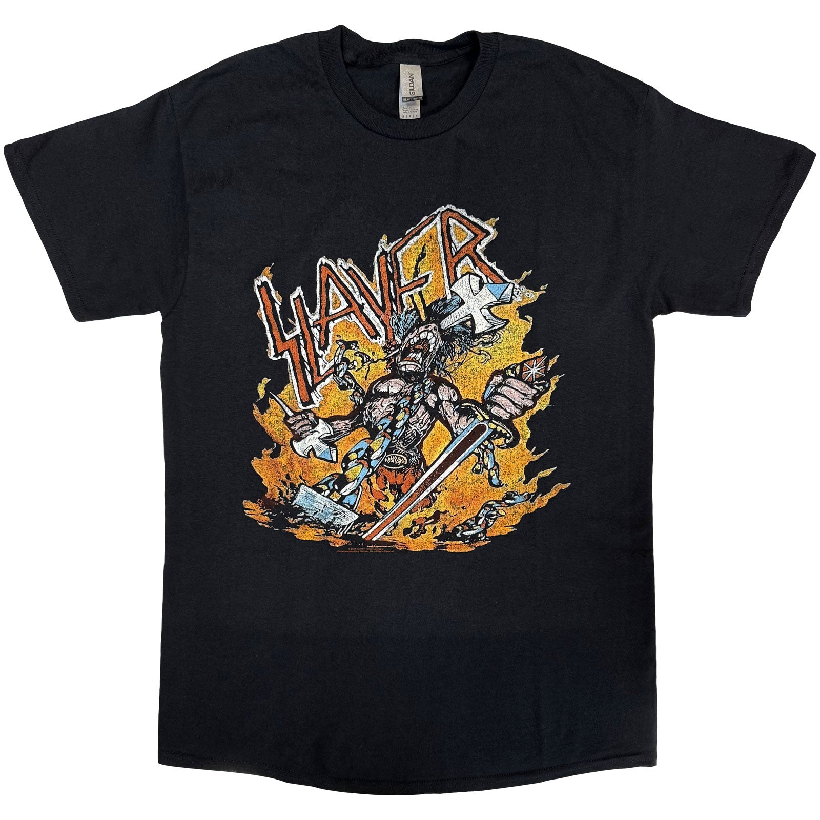 Slayer Unisex T-Shirt: Cartoon Flames (Black)