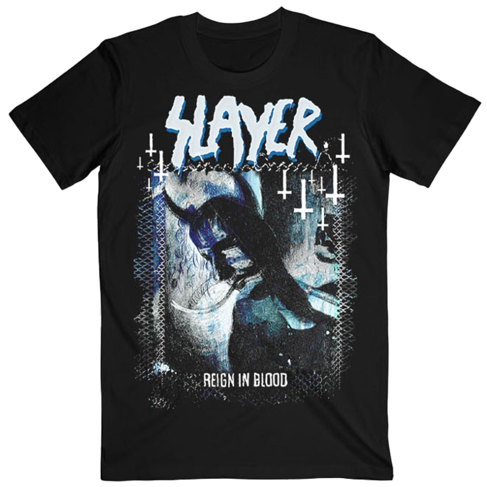 Slayer Unisex T-Shirt: Horned Cool Tone Reign In Blood (Black)