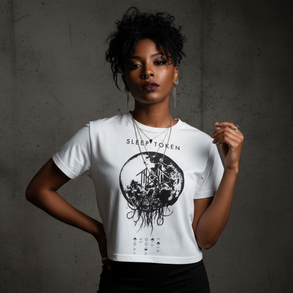 Sleep Token Ladies Crop Top: Take Me Back To Eden (Natural)