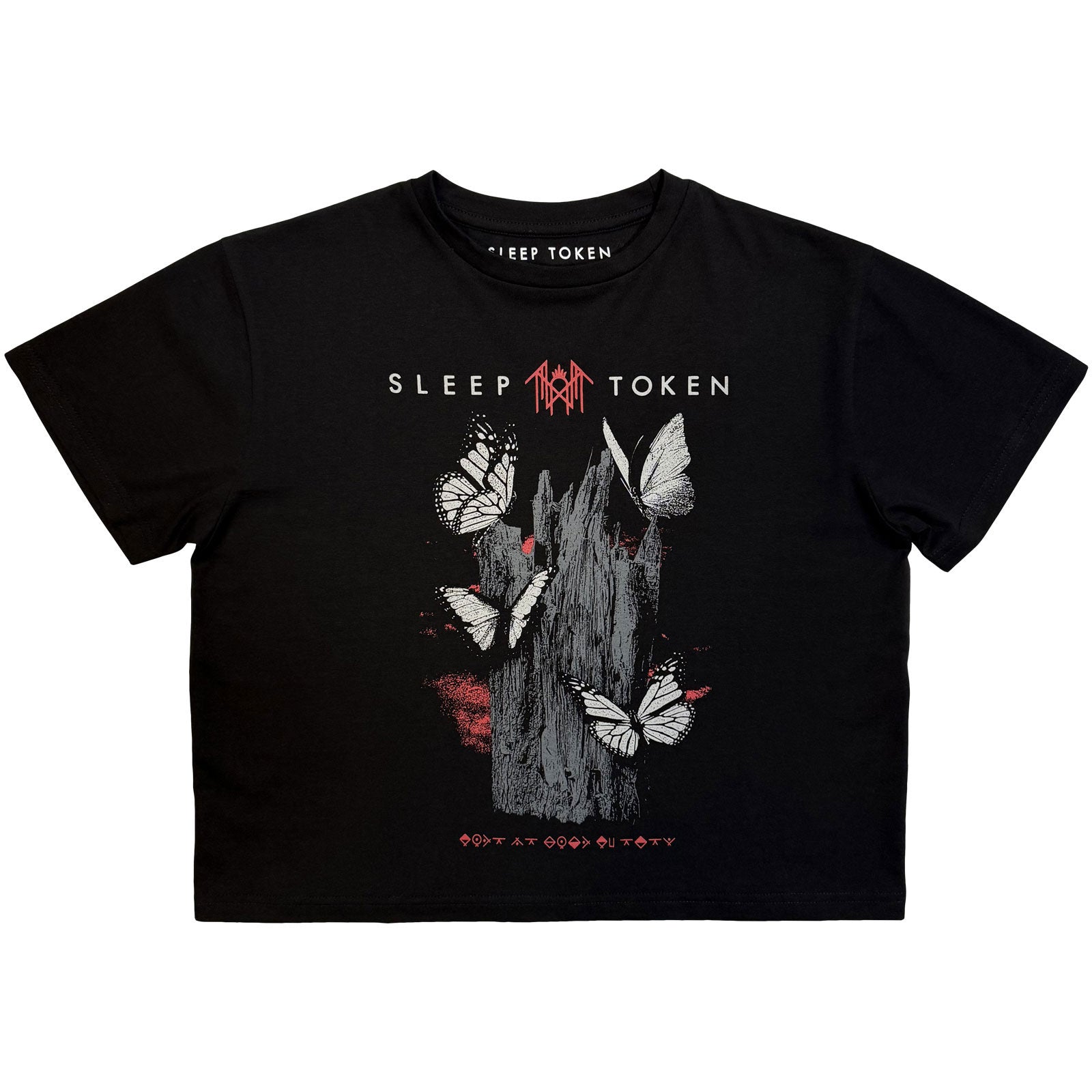 Sleep Token Ladies Crop Top: Butterflies (Black)