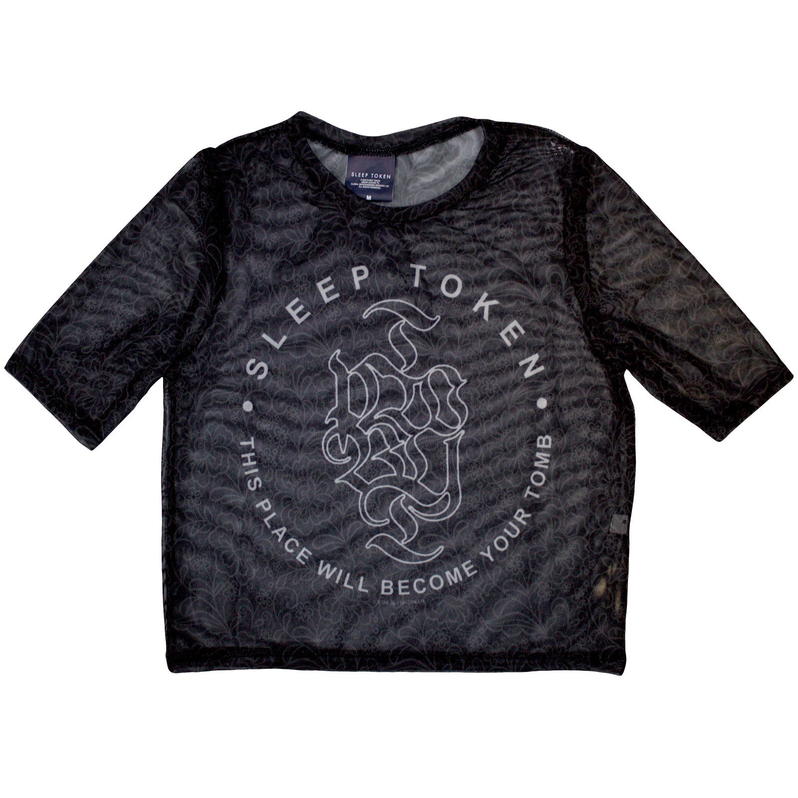 Sleep Token Ladies Mesh Crop Top: Tomb (Black)