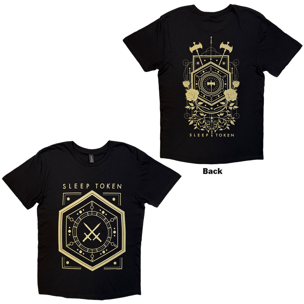 Sleep Token Unisex T-Shirt: Emergence House Veridian (Black) (Back Print)