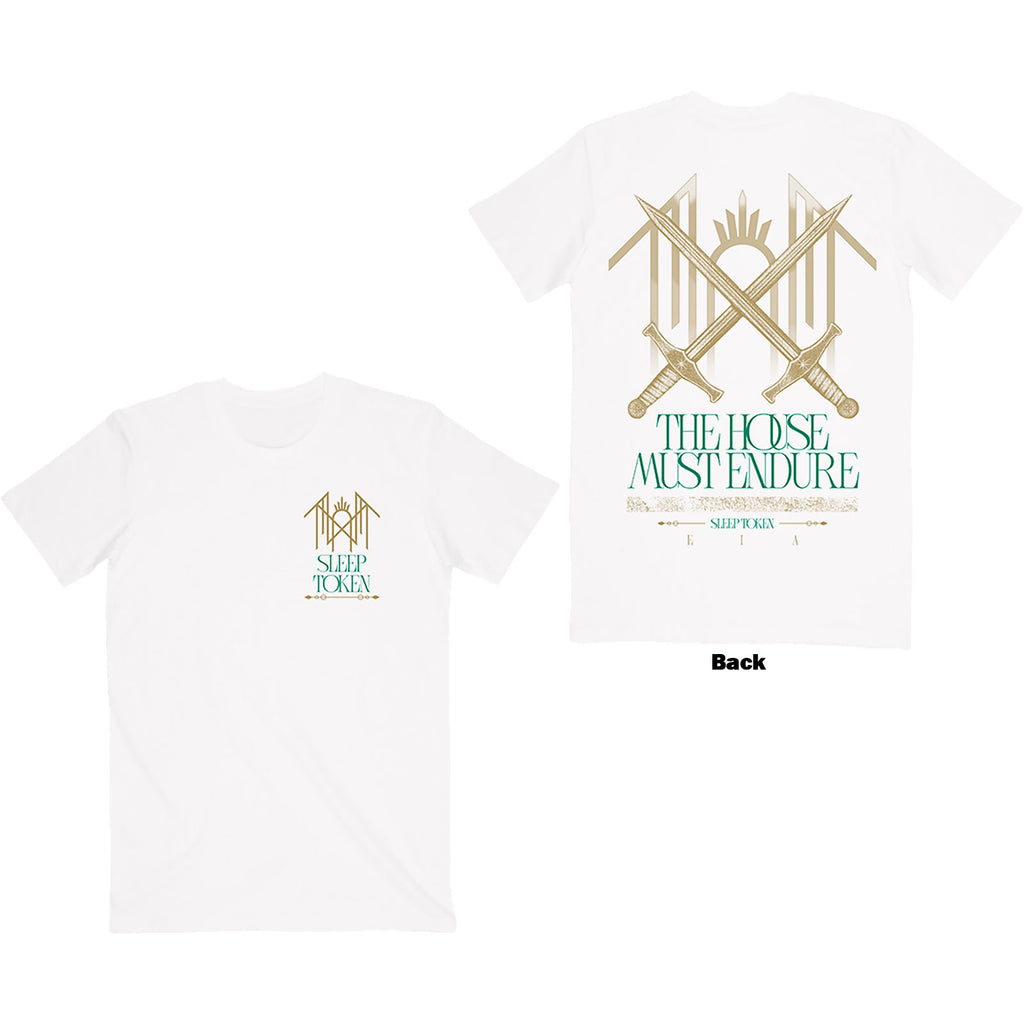 Sleep Token Unisex T-Shirt: The House Must Endure (White) (Back Print)