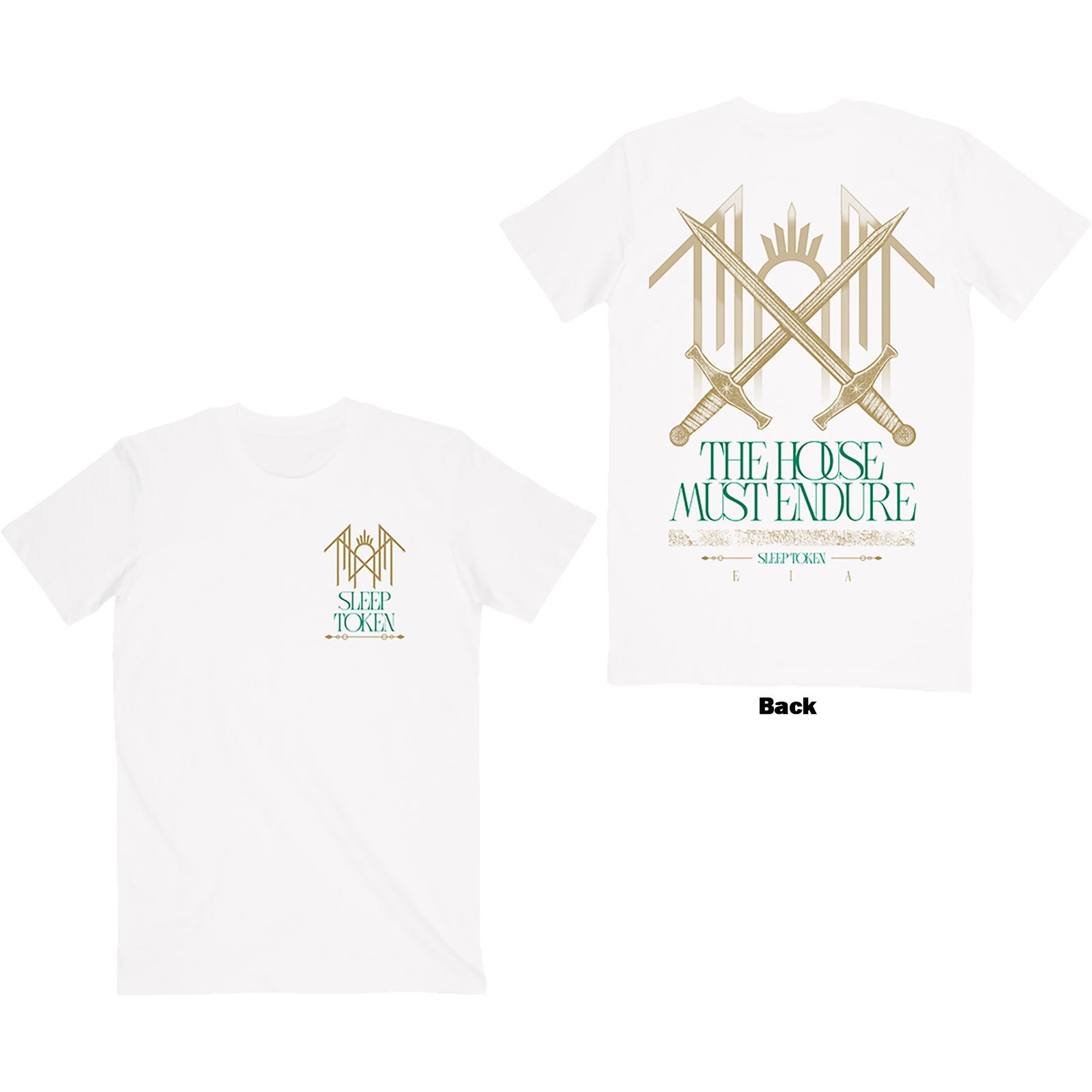 Sleep Token Unisex T-Shirt: The House Must Endure (White) (Back Print)