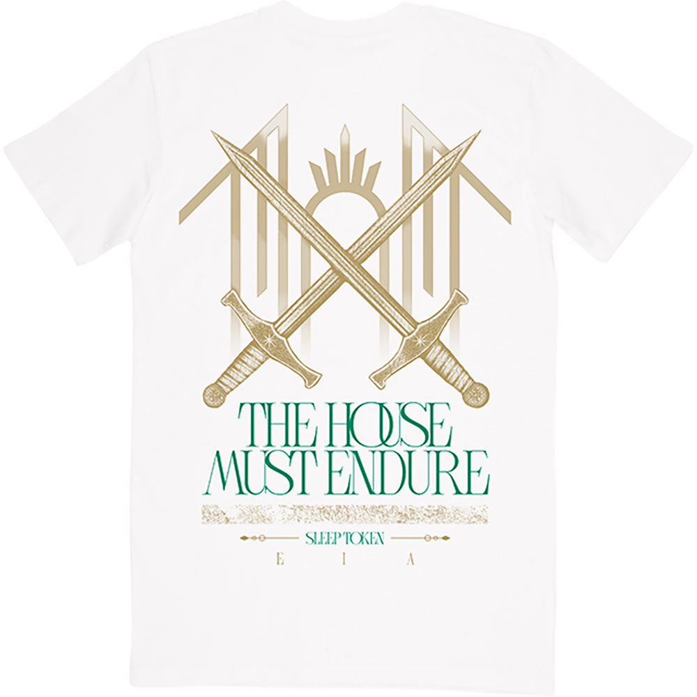 Sleep Token Unisex T-Shirt: The House Must Endure (White) (Back Print)