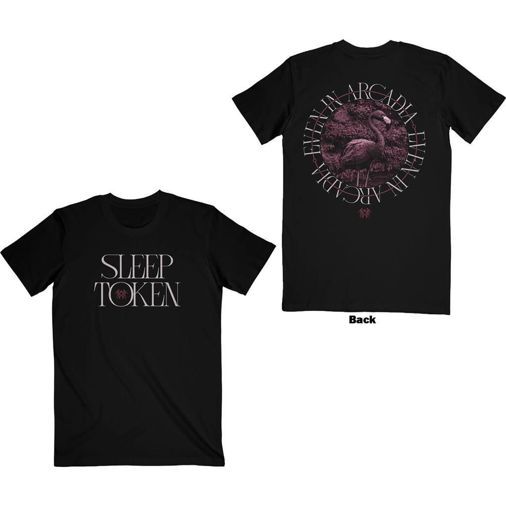 Sleep Token Unisex T-Shirt: Flamingo Circle (Black) (Back Print)