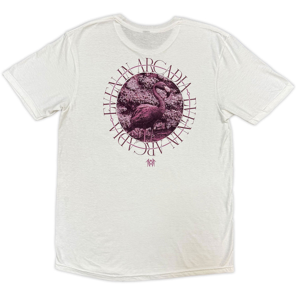 Sleep Token Unisex T-Shirt: Flamingo Circle (White) (Back Print)