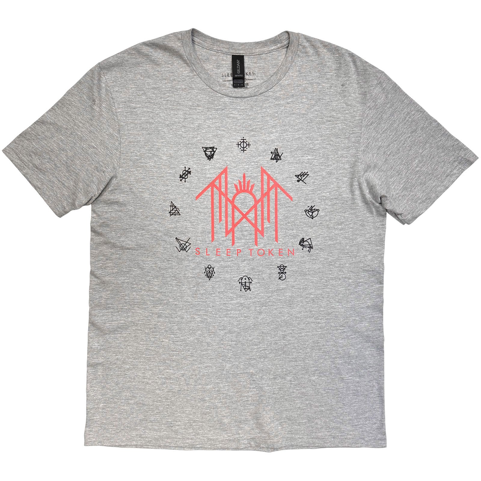 Sleep Token Unisex T-Shirt: Flamingo Pink Logo (Grey) (Back Print)