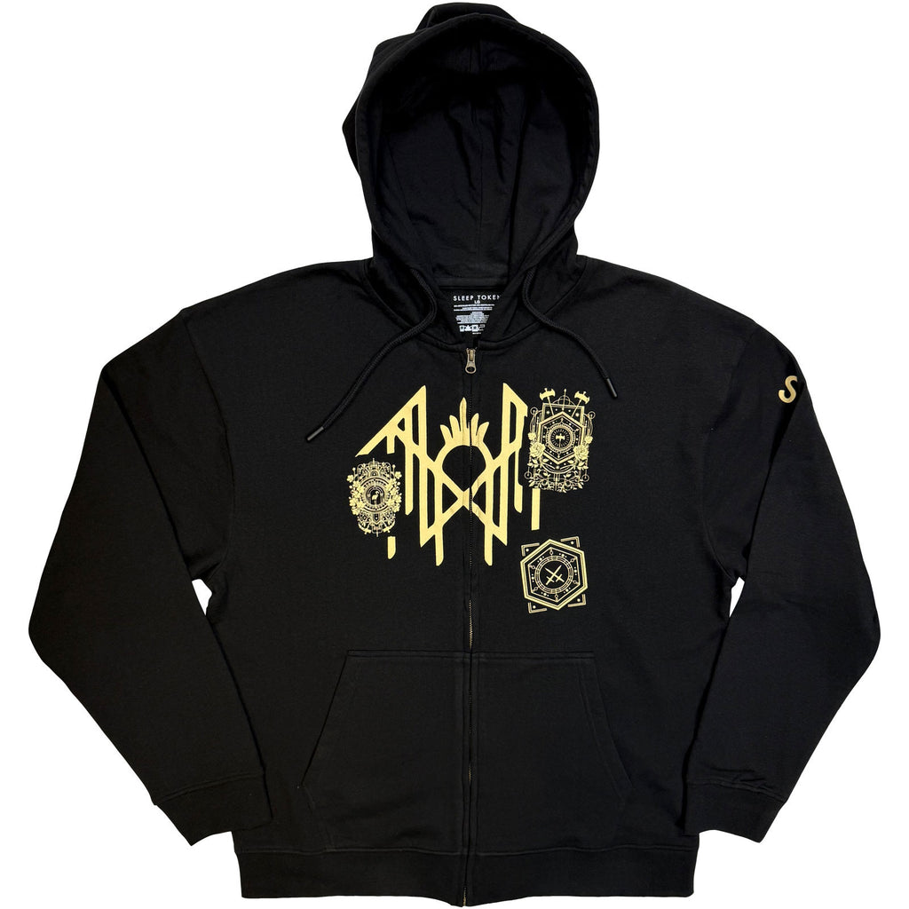 Sleep Token Unisex Zipped Hoodie: Patch (Black) (Back & Sleeve Print)