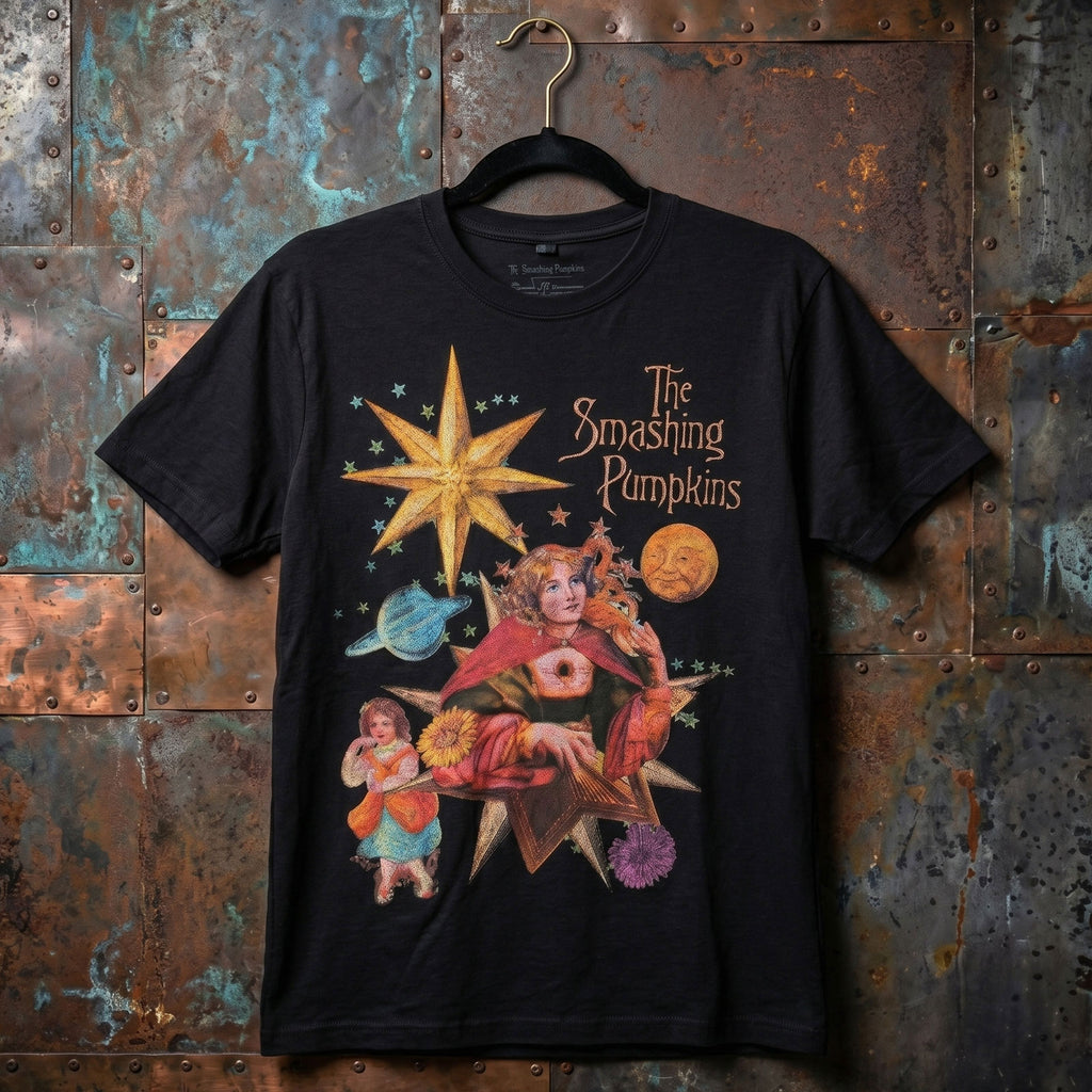 The Smashing Pumpkins Unisex Premium Carbon T-Shirt: Celestial Collage (Black) (Back Print)