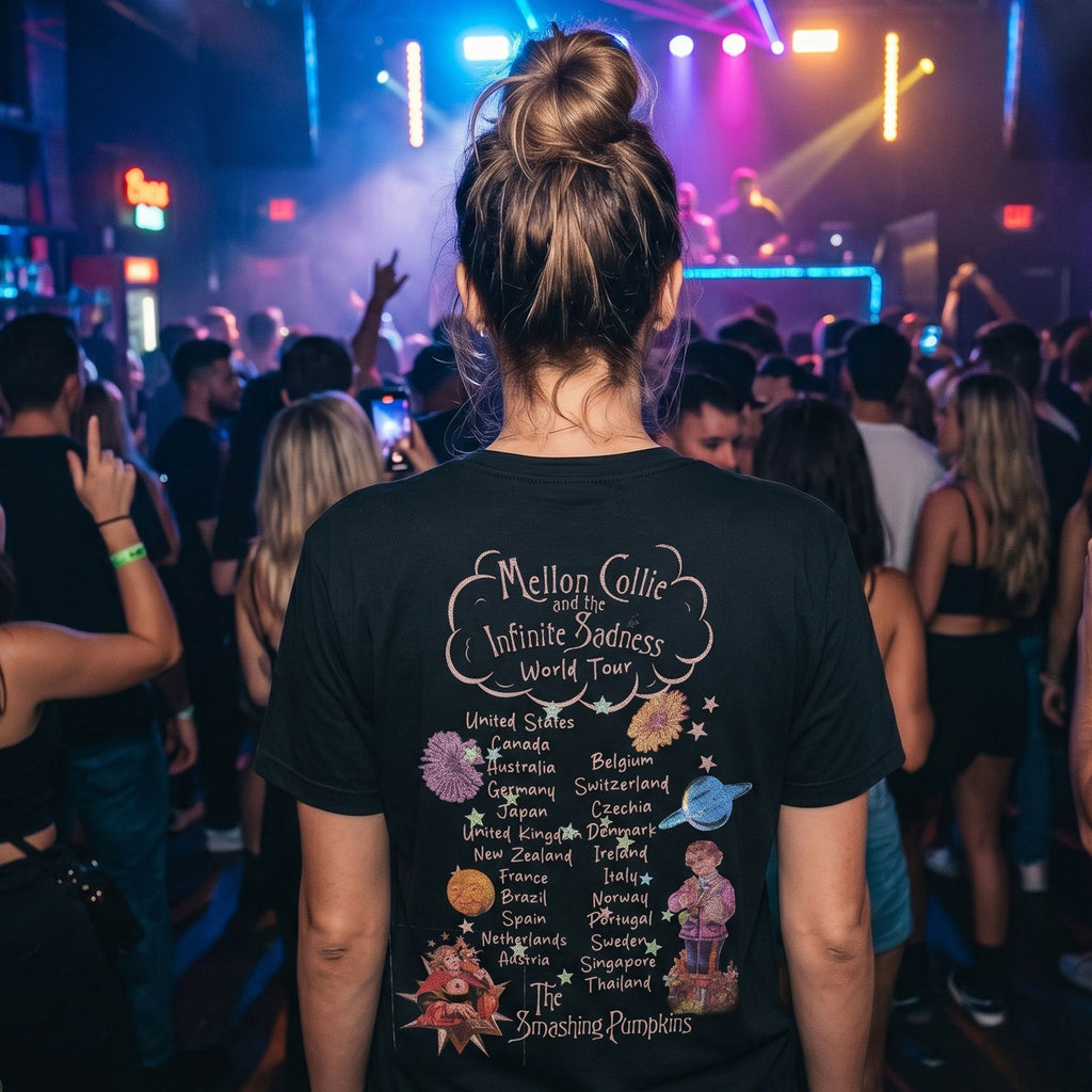The Smashing Pumpkins Unisex Premium Carbon T-Shirt: Celestial Collage (Black) (Back Print)