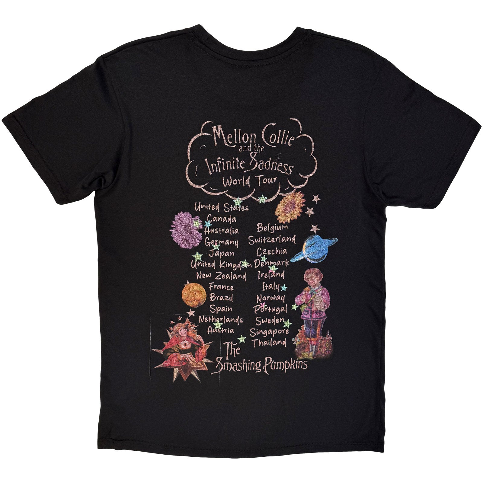 The Smashing Pumpkins Unisex Premium Carbon T-Shirt: Celestial Collage (Black) (Back Print)