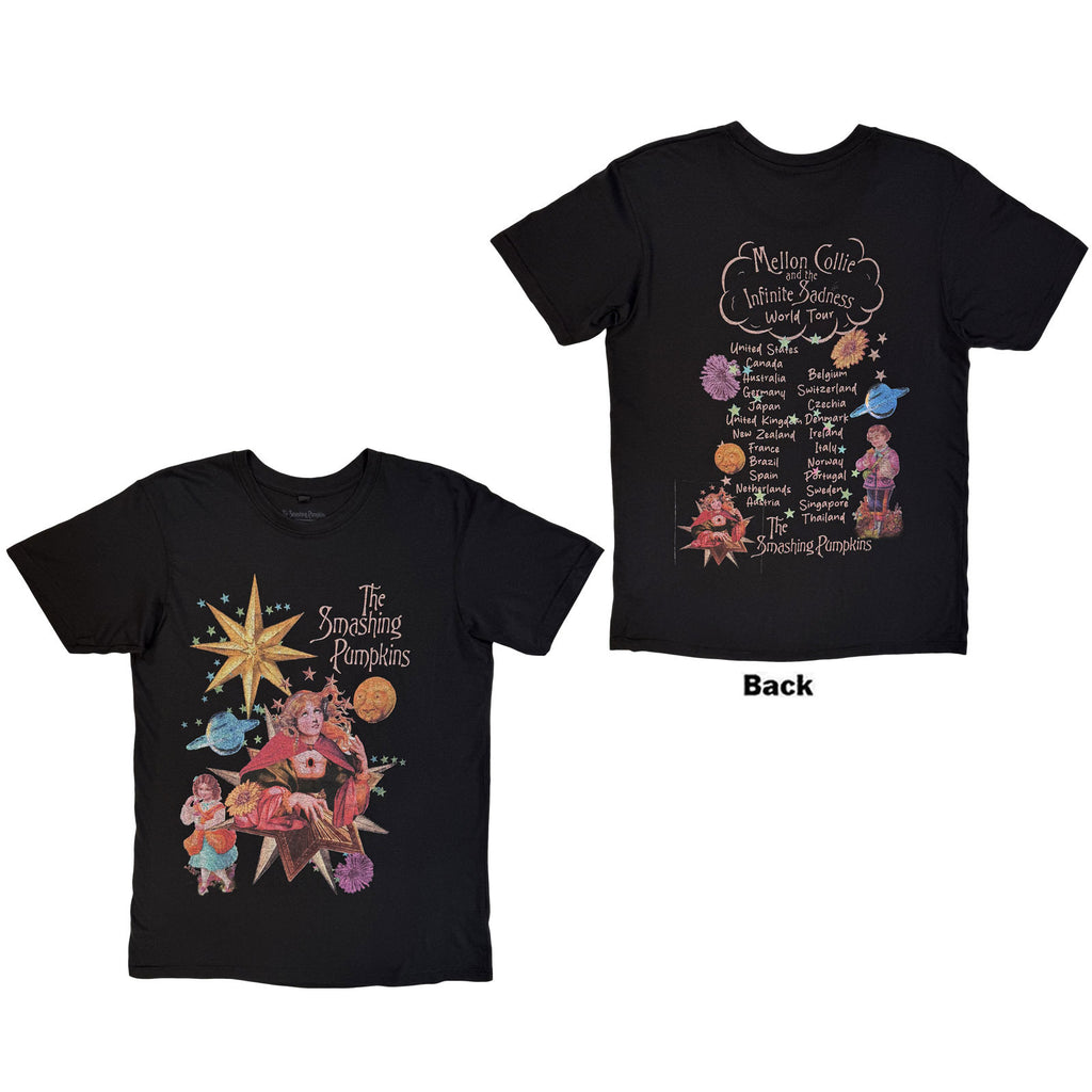 The Smashing Pumpkins Unisex Premium Carbon T-Shirt: Celestial Collage (Black) (Back Print)