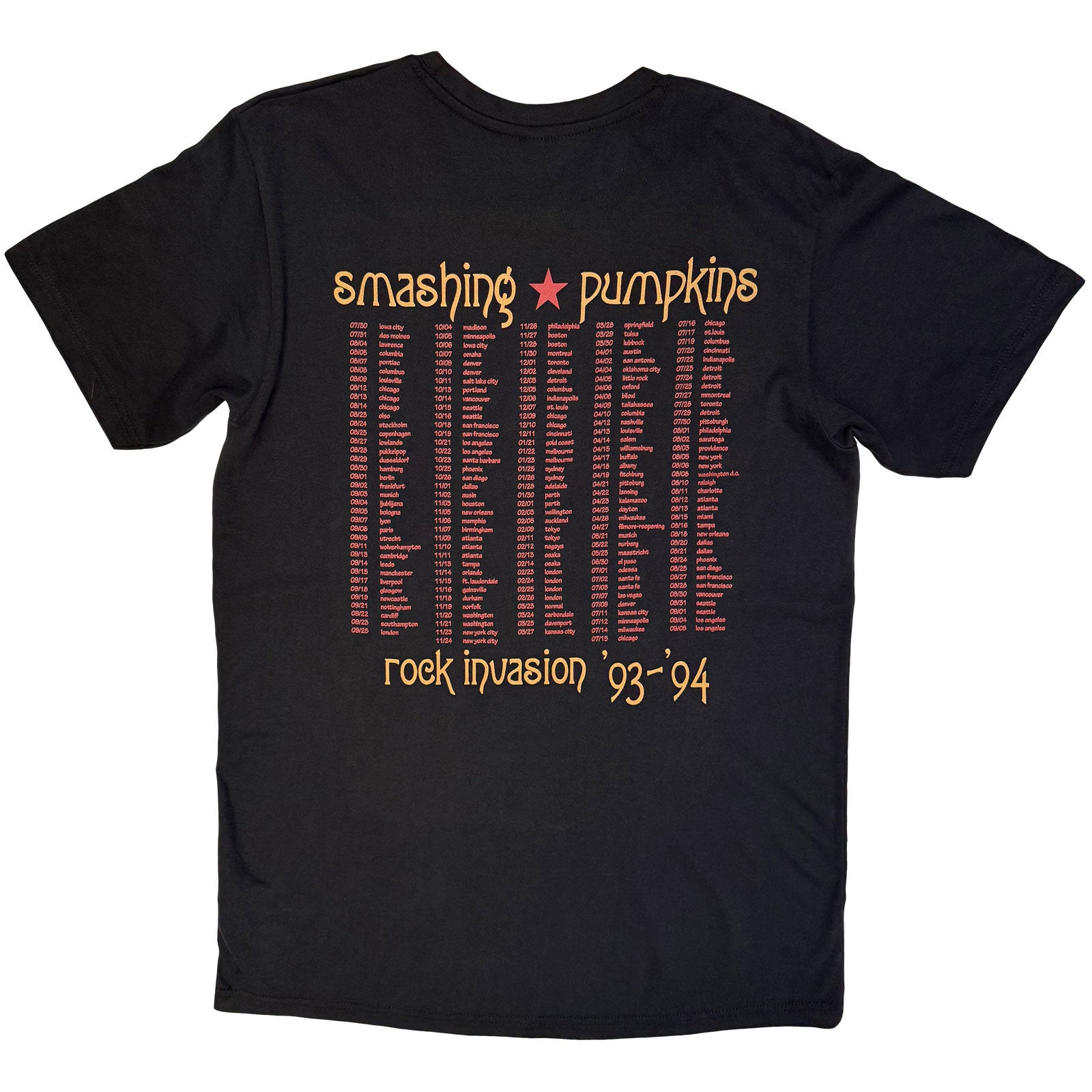 The Smashing Pumpkins Unisex Premium Carbon T-Shirt: Rock Invasion (Black) (Back Print)