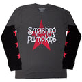 The Smashing Pumpkins Unisex Layered Long Sleeve T-Shirt: Star Logo (Charcoal Grey & Black) (Sleeve Print)