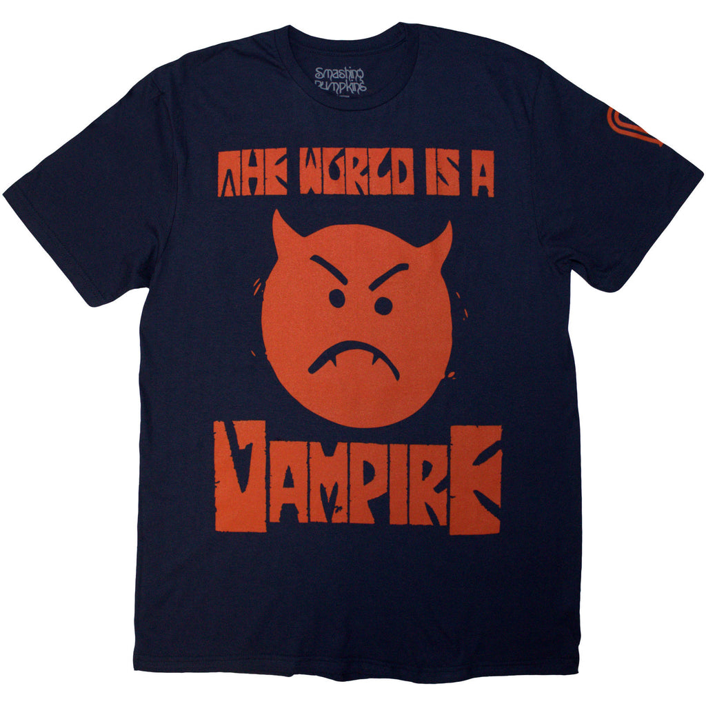 The Smashing Pumpkins Unisex T-Shirt: World Is A Vampire (Navy Blue) (Back Print)