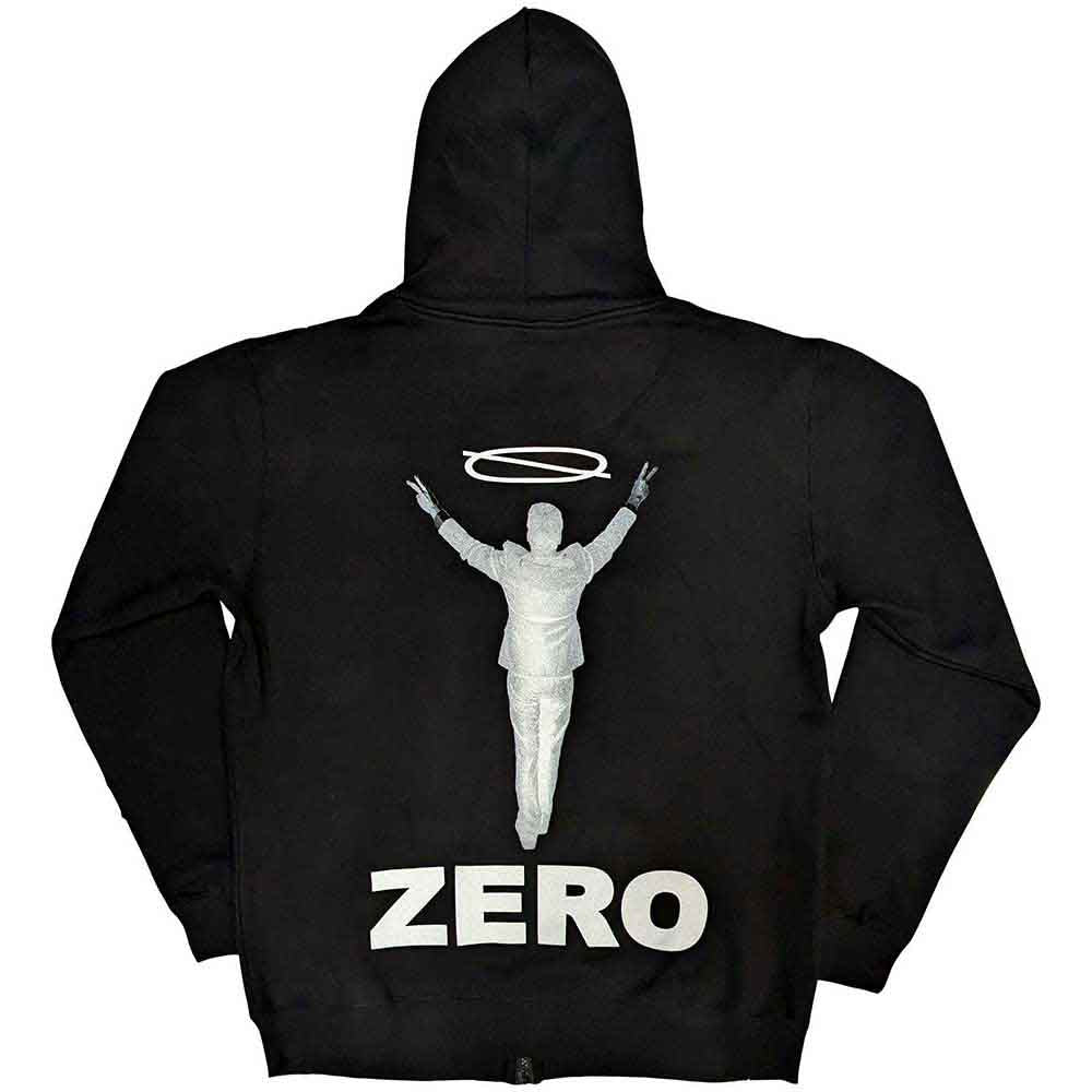 The Smashing Pumpkins Unisex Zipped Hoodie: Zero Halo (Black) (Back Print)
