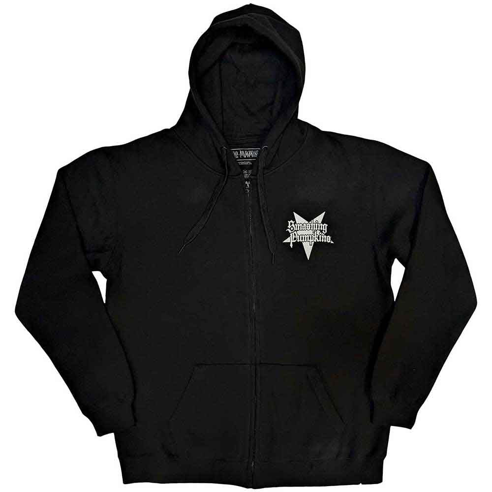 The Smashing Pumpkins Unisex Zipped Hoodie: Zero Halo (Black) (Back Print)