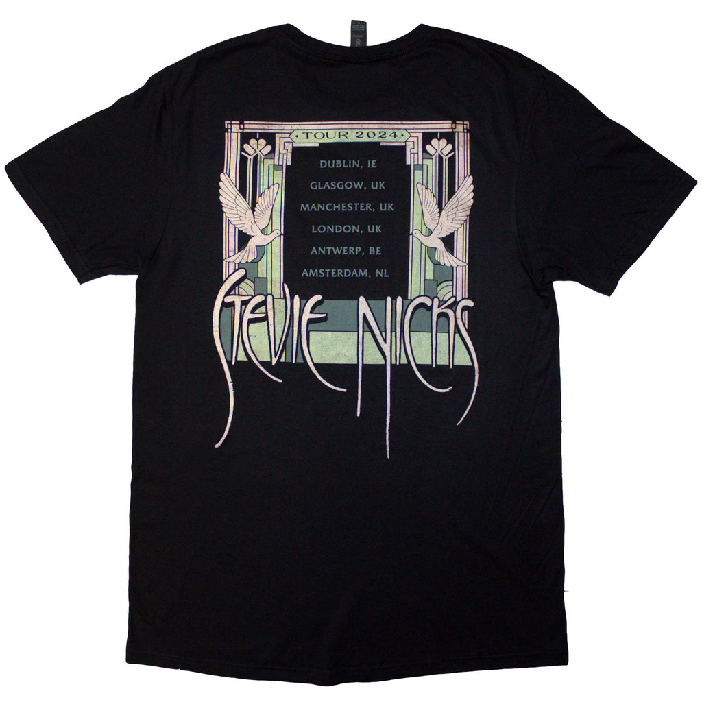 Stevie Nicks Unisex T-Shirt: Tour '24 Doves (Black) (Back Print & Ex-Tour)