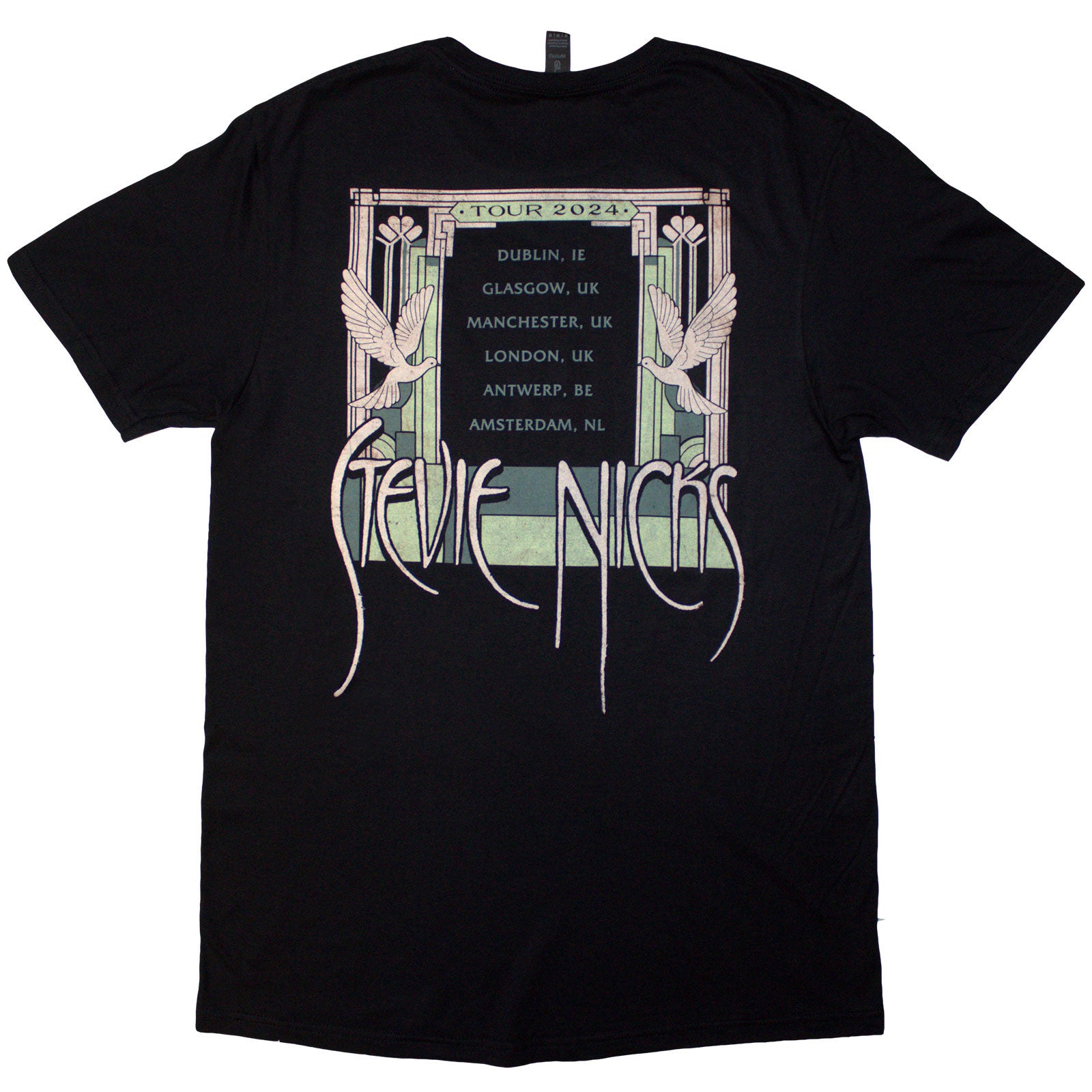 Stevie Nicks Unisex T-Shirt: Tour '24 Doves (Black) (Back Print & Ex-Tour)