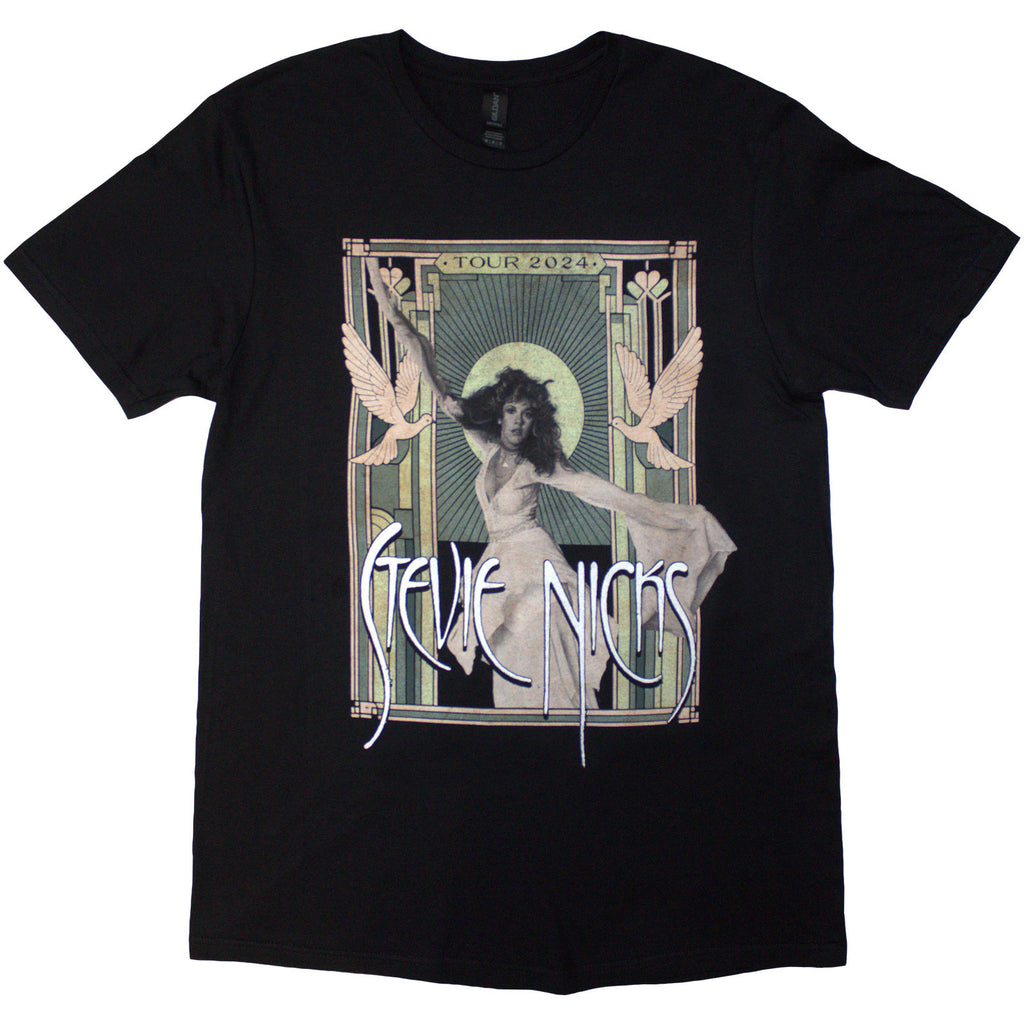 Stevie Nicks Unisex T-Shirt: Tour '24 Doves (Black) (Back Print & Ex-Tour)