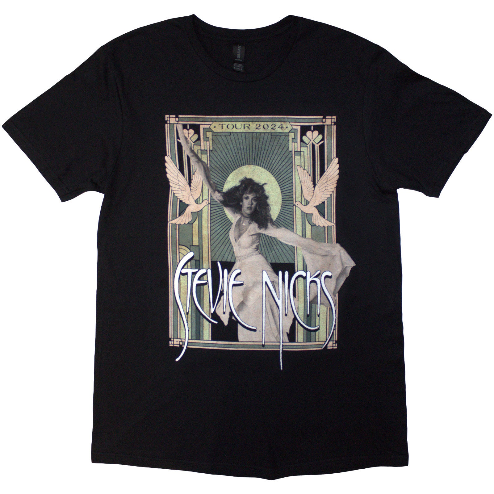 Stevie Nicks Unisex T-Shirt: Tour '24 Doves (Black) (Back Print & Ex-Tour)