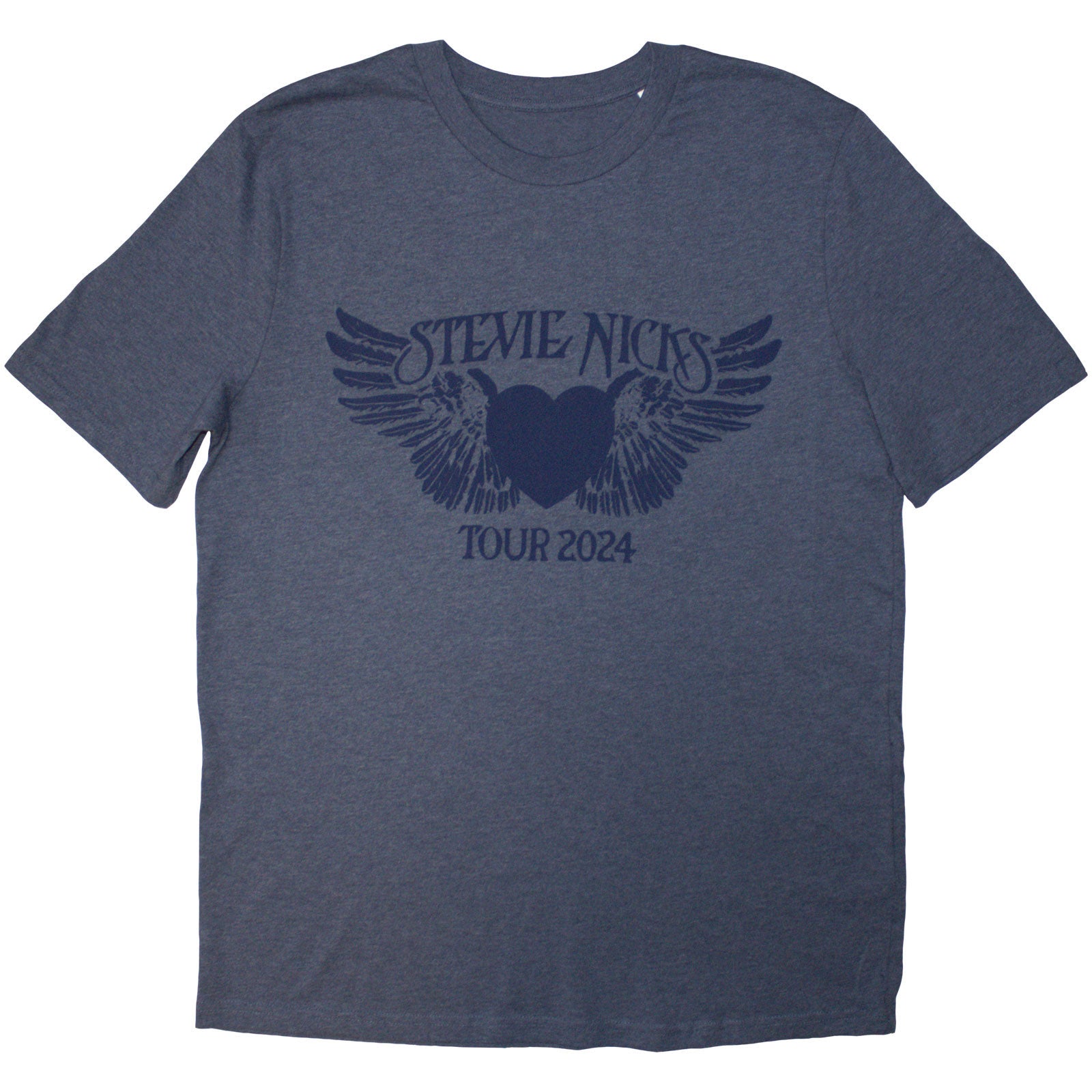 Stevie Nicks Unisex T-Shirt: Tour '24 Winged Heart (Navy Blue) (Back Print & Ex-Tour)