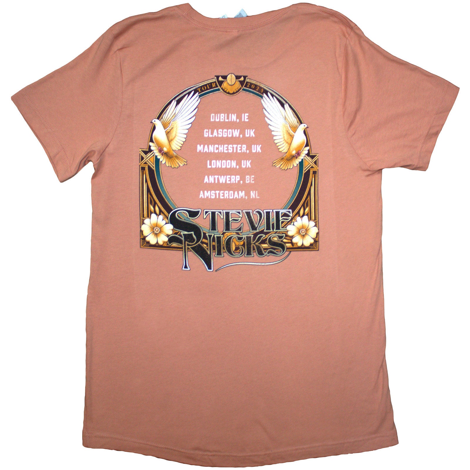 Stevie Nicks Ladies T-Shirt: Tour '24 Retro Photo (Orange) (Back Print & Ex-Tour)