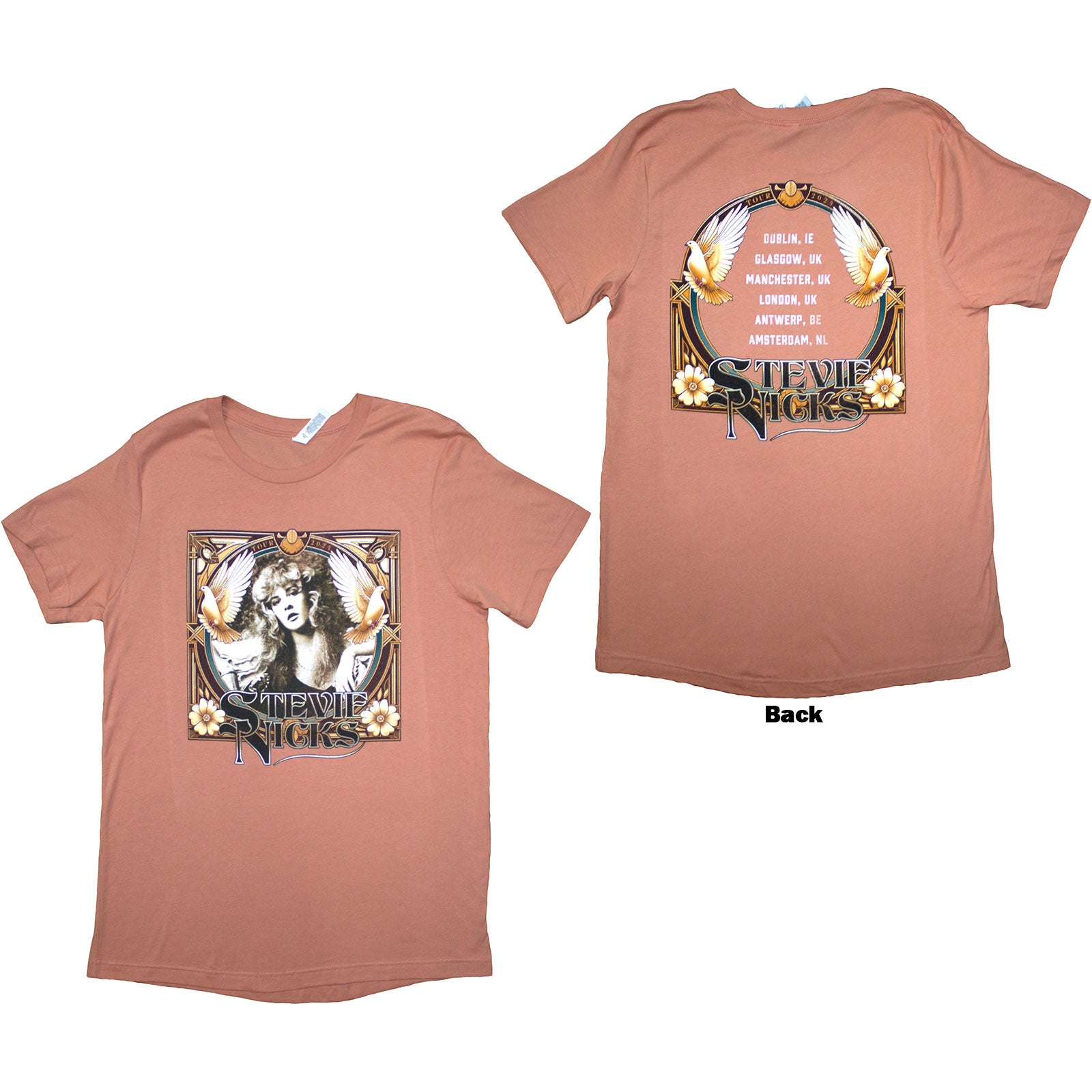 Stevie Nicks Ladies T-Shirt: Tour '24 Retro Photo (Orange) (Back Print & Ex-Tour)