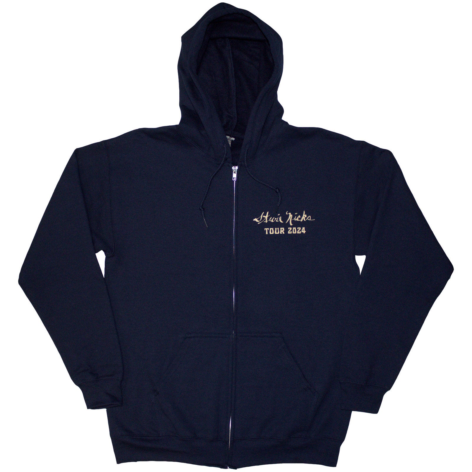 Stevie Nicks Unisex Zipped Hoodie: Tour '24 Live Photo (Navy Blue) (Back Print & Ex-Tour)