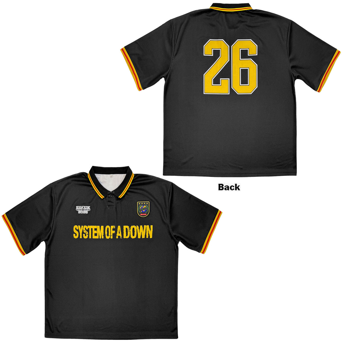 System Of A Down Unisex Sports Jersey: Milan Event Tour '26 (Black) (Back Print & Ex-Tour)